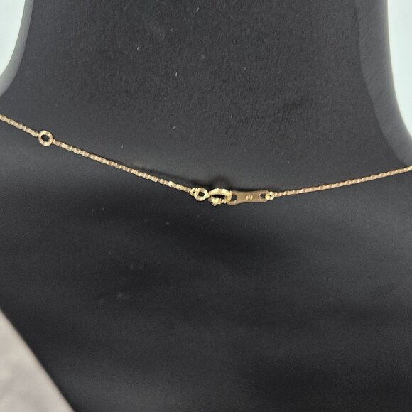 NEW Heart Station Necklace 18K Japan real Gold Stamped 40cm - Picture 3 of 7